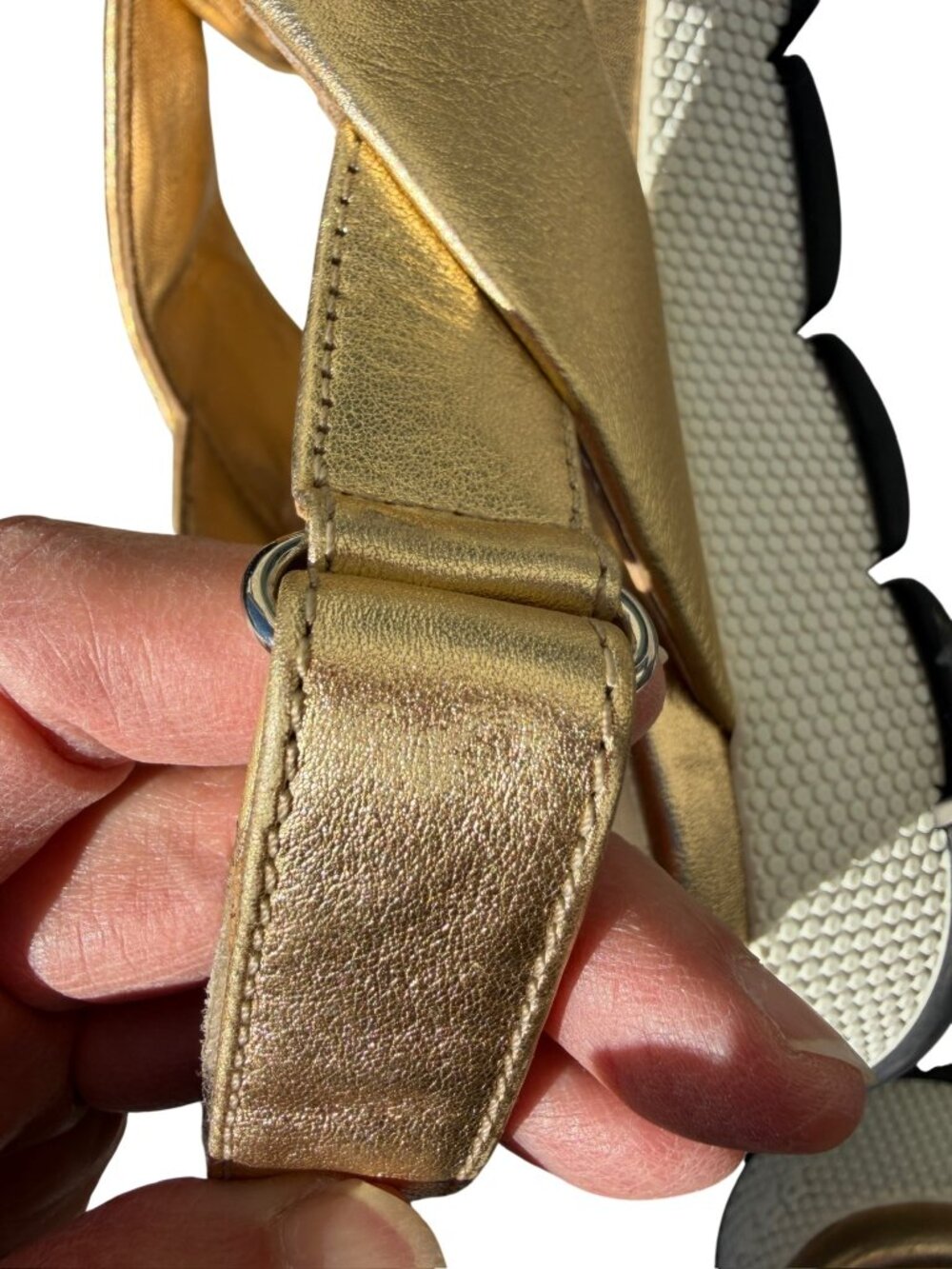 Prada Metallic Gold Leather Platform Slingback Sandals Size 39 / US 8.5 - Picture 5 of 6
